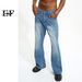 Men's Clothing EF JEANS | New Style Casual Loose Mid High Waist Flared Denim Jacket Jacket Set Blue_viptrois.com