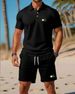 Men's Clothing Men's Nordic Simple Sports Casual Suit Printed Polo Suit_viptrois.com