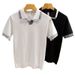 Men's Knit Polo Shirt – Summer Retro Style Short Sleeve Turn-Down Collar T-Shirt, Breathable & Comfortable Casual Top For Vacation & Everyday Wear_viptrois.com
