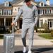 Men's Textured Sweatshirt & Jogger Set - Casual Winter Lounge Wear, Relaxed Fit Two-Piece Outfit With Breathable Fabric_viptrois.com