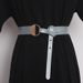 Fashionable semi-circle buckle knotted wide belt women's decorative dress with skirt waist versatile pure cow leather belt_viptrois.com