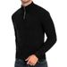 Men’s Semi-Turtleneck Knit Sweater – Slim-Fit Zip-Up Pullover For Fall & Spring (Breathable Polyester, Minimalist Office-to-Casual Staple)_viptrois.com