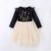 Girls' Autumn/Winter Sequin Embroidered Cartoon Princess Dress Long Sleeve Dress_viptrois.com