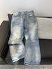 Men's Clothing New A Line Washed Blue Straight Loose Cleanfit Jeans_viptrois.com