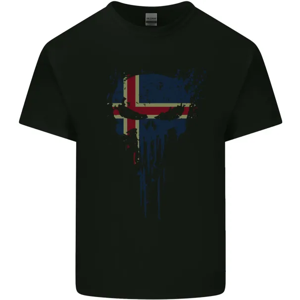 Iceland Skull Gym Training Bodybuilding Mens Cotton T-Shirt Mens Womens Tees Top Tee Top_viptrois.com