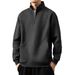 Men's Heavyweight Quarter-Zip Polo Sweatshirt - Soft Vintage Style Pullover For Fall_viptrois.com
