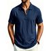 Men's Clothing Solid Color Wrinkled Polo Shirt American Style Business Casual Short Sleeve T-Shirt Half Zip Design_viptrois.com