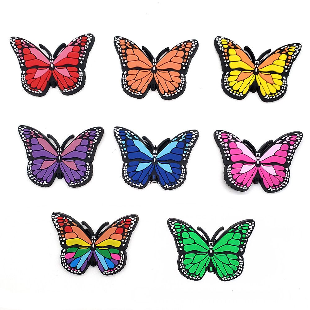 8 Sets Of Cute Butterfly Shoes Flower Shoe Buckle Soft Glue Detachable Shoe Decorative Buckle Gift_viptrois.com