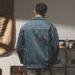 Men's clothing Heavy Denim Jacket Loose Trendy Classic Retro Lapel Work Jacket_viptrois.com