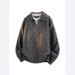 Two Lapel Twist Pullover Sweater Men's Autumn And Winter New Thickened Lazy V-neck Knitted Sweater Loose Top_viptrois.com