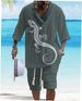 Men's Summer Versatile V-Neck Seven-Sleeve Shorts Premium Sense Breathable Casual 2024 New Product Set_viptrois.com