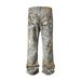 Men's Clothing high street washed loose wide leg silhouette digital printed pattern jeans_viptrois.com