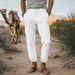 Men's Clothing Casual Fashion Loose Pants Summer Breathable Cuff Pants Beach Straight Pants_viptrois.com