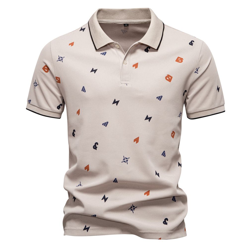 2025 Summer New Men's With Full Body Printed Letter Collar And Short Sleeve Polo Shirt For Men_viptrois.com