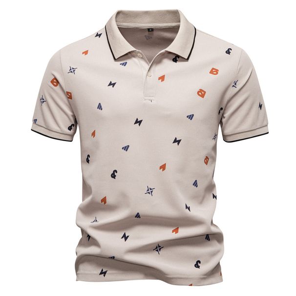 2025 Summer New Men's With Full Body Printed Letter Collar And Short Sleeve Polo Shirt For Men_viptrois.com