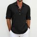Men's Clothing European And American Men's Large Size Solid Color Lapel Shirt Home Leisure Fashion Sleeve Shirt Tops Cross Border Men's Tops_viptrois.com