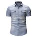 Man's clothing Men's denim short-sleeved shirt_viptrois.com