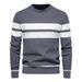 Men's Colorblock Knit Sweater - Relaxed Fit Striped Pullover With Round Neck, Soft Rabbit Hair Blend For Autumn & Winter (S-XXL)_viptrois.com