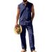 Men's Linen Hawaiian Tank Top & Loose Fit Beach Pants Set | Breathable Summer Outfit For Vacation Resort Wear_viptrois.com