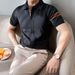 Men's Clothing Fashion Short Sleeved Shirt Slim Lapel T Shirt Top Business Casual Stitching Knitted Cardigan_viptrois.com