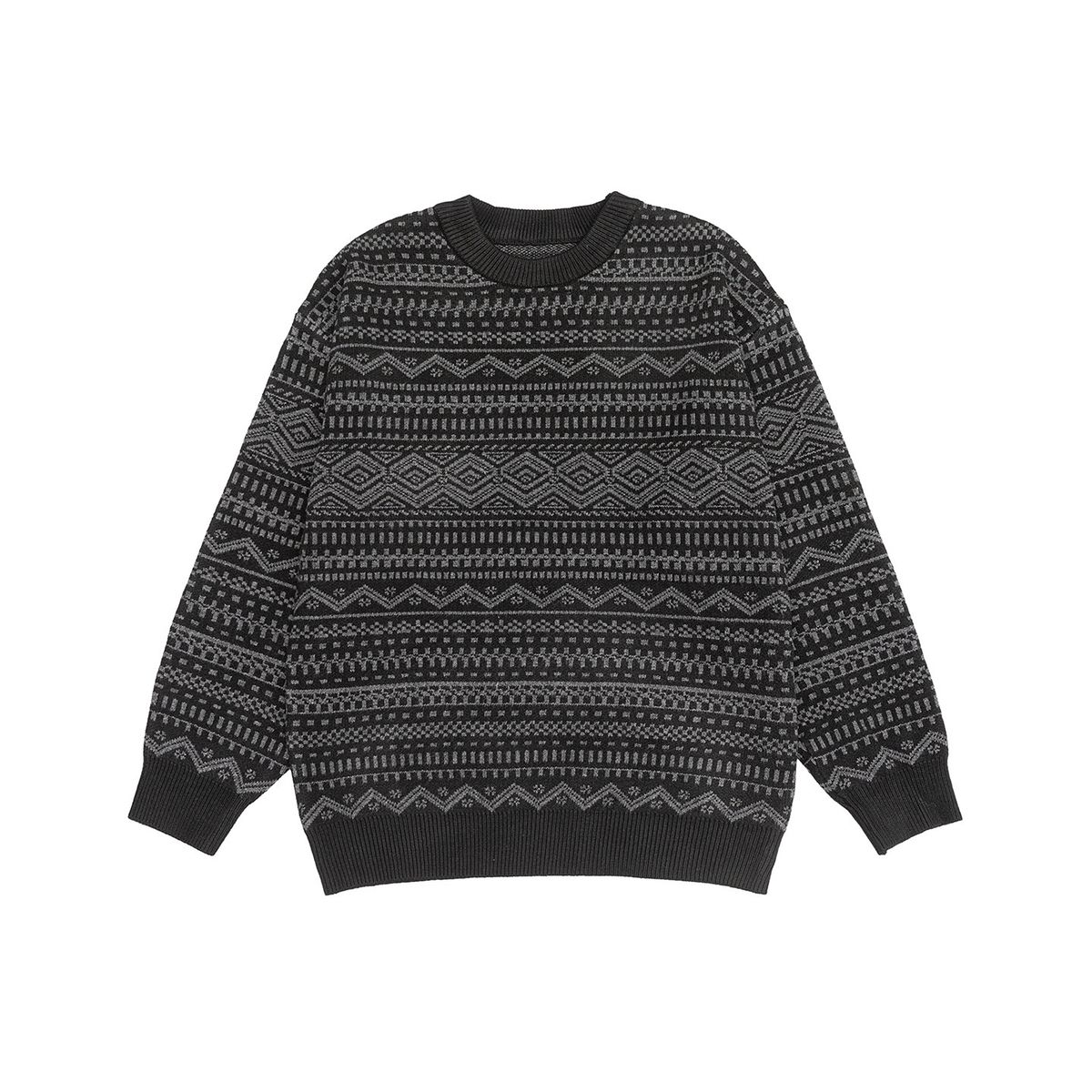 Pure LKTM Men's Clothing American Retro Fair Isle Pattern Knitted Sweater Loose Trendy Brand Color-Block Lazy Top_viptrois.com