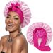 Hijab & Turban Elastic Double Layer Women's Satin Sleeping Cap With Wide Brim Large Beauty Hair Care Cap Double Sided Wearable Ribbon Round Hat_viptrois.com