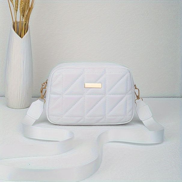 Embroidered Crossbody Bag - Fashionable Solid Color Shoulder Bag With Adjustable Strap Minimalist Small Square Purse For Women_viptrois.com