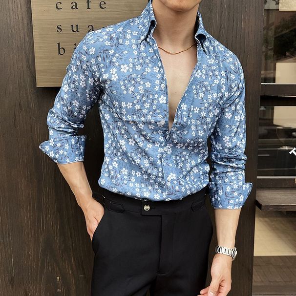 Design Sense Personalized Shirt Long Sleeve 2025 New Fashion Trendy Brand High Sense Male Ruffian Handsome Temperament Male Casual Shirt_viptrois.com