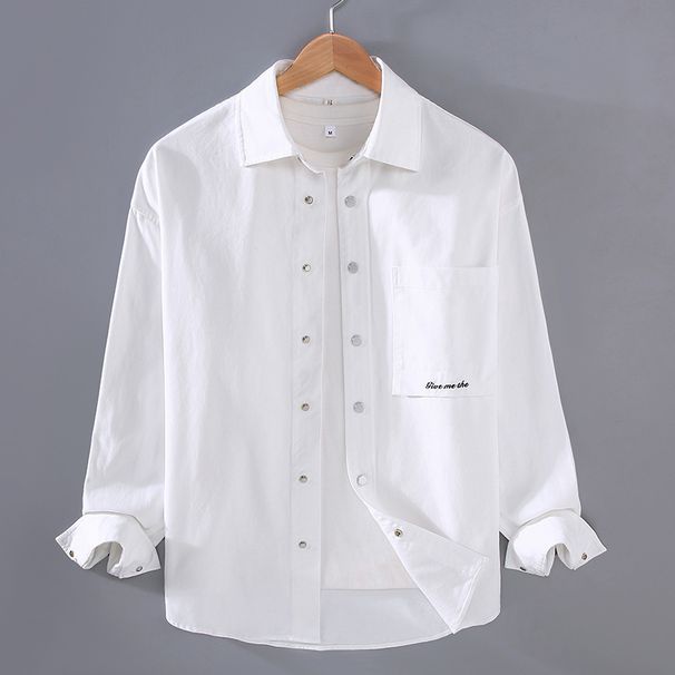 Trendy Brand Letter Long Sleeved Shirt For Men's New Autumn Trend, Personalized And Cool Shirt Jacket_viptrois.com