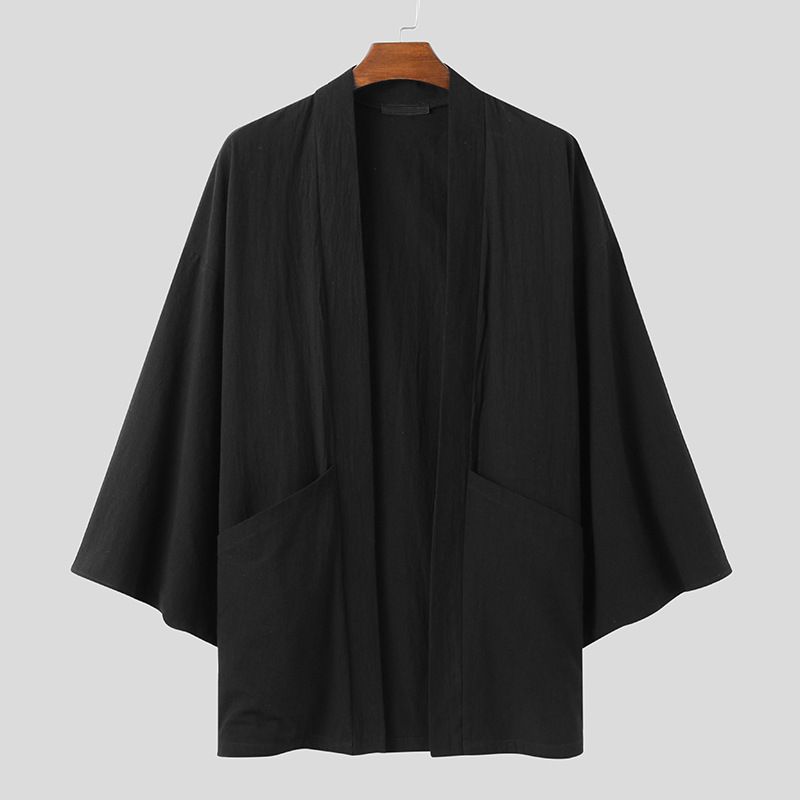 Men's Oversized Batwing Sleeve Open Front Longline Cardigan - Solid Color Slim Fit Casual Coat For Performances & Daily Wear_viptrois.com