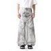 Men's Clothing Men's Clothing 2024 New Wasteland Style American High Street Double Waist Design Niche Dirty Dyed Washed Jeans_viptrois.com