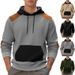 Men’s Jacquard Patchwork Hoodie – Oversized Pullover With Drop-Shoulder & Kangaroo Pocket (S-XXXL,Anti-Pilling, Unisex Adaptable)_viptrois.com