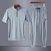 Men's Clothing Sports Suit Short Sleeved Trousers Sportswear Breathable Running Fitness Clothes Two Piece Suit_viptrois.com