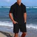 Men's Linen Casual Fashion Suit Long Sleeved Top And Five Point Shorts_viptrois.com