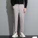 Men's Black Cropped Business Suit Trousers Casual Long Pants Straight Leg Summer Style DK_viptrois.com