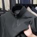 Men's Half-Zip Stand Collar Cotton Blend Pullover Sweatshirt - Casual Slim Fit Long Sleeve T-Shirt For Spring & Autumn_viptrois.com