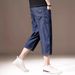 High-End Tencel Cool Lyocell Denim Shorts For Men, Summer Thin Loose Straight Ice Silk Men's Cropped Pants_viptrois.com