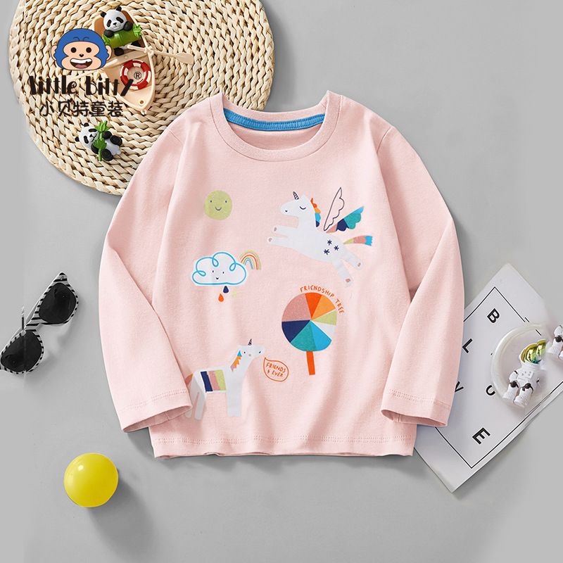 Mother & Kids Long Sleeve Children's T Shirt Girls Cotton Cartoon Pattern Spring And Autumn Casual Long Sleeve T Shirt Children's Clothing Wholesale_viptrois.com