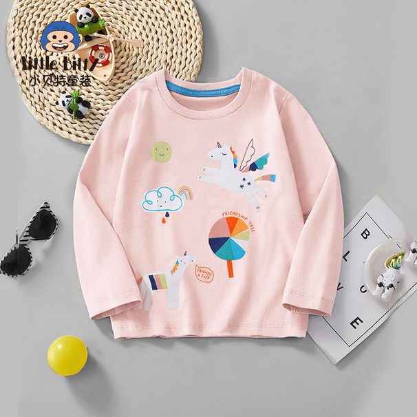 Mother & Kids Long Sleeve Children's T Shirt Girls Cotton Cartoon Pattern Spring And Autumn Casual Long Sleeve T Shirt Children's Clothing Wholesale_viptrois.com