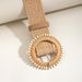 1pc Frauen Runde Schnalle Boho Stroh Gürtel Für Strand Ellipse Schnalle Perle Dekor Böhmischen Woven Gürtel Für Urlaub_viptrois.com