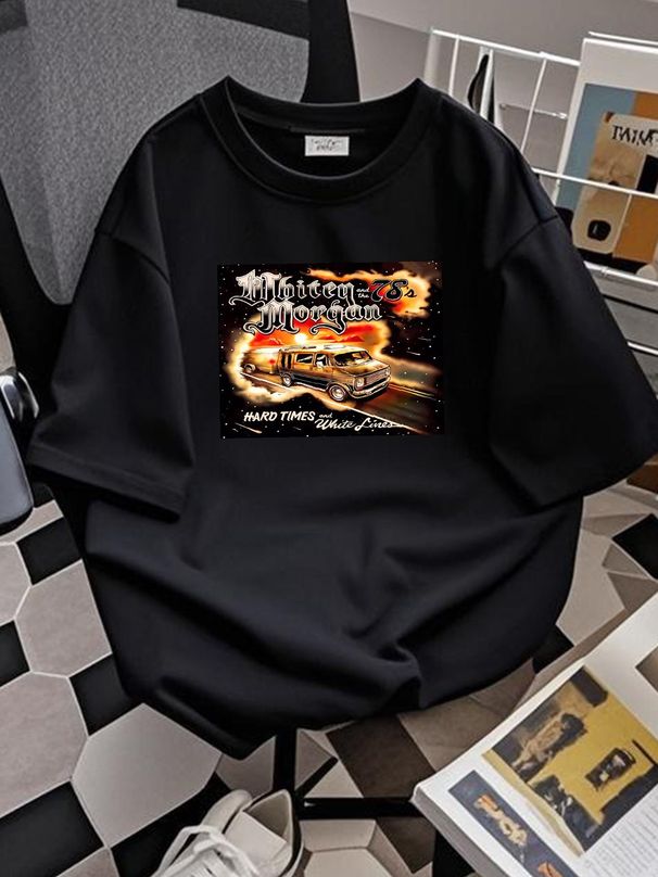 WHITEY MORGAN AND THE 78'S T SHIRT Hard Times And White Lines SMALL MEDIUM L XL Stretched Homme Casual Summer Stylish Unisex Breathable Soft_viptrois.com