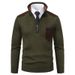 Men's Clothing Men's Stylish Color-Block Half-Zip Sweater - Fleece-Lined Slim Fit Knit Pullover For Winter Warmth | Multiple Colors & Sizes Available_viptrois.com