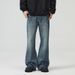 Men's Clothing American High Street Vibe Lightning Crackle Pattern Cleanfit Wide Leg Flared Jeans For Men_viptrois.com