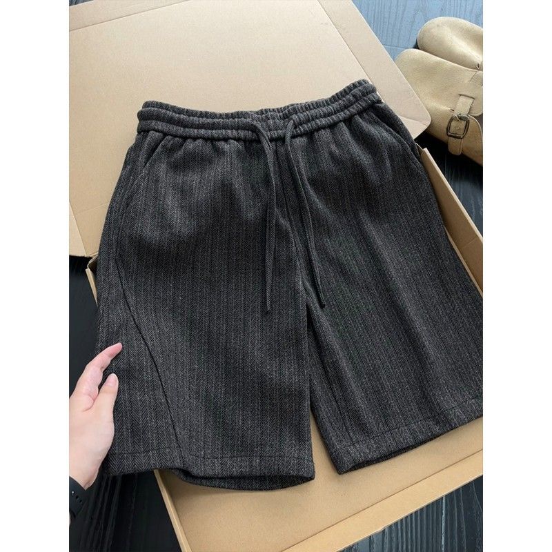 Men's Grey Trendy Loose Fitting Athletic Basketball Shorts Summer Wear Casual Straight Leg Five Point American Style_viptrois.com