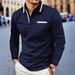 Unbeatable Quality Men's Spring And Autumn Daily Casual Splicing Pocket Solid Color Collar Long Sleeve Large Polo Shirt_viptrois.com