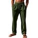Men's Casual Long Pants Loose Straight Leg With Vertical Stripes Mid High Waist Wide Leg_viptrois.com