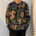 Pure Trendy Brand Personalized Letter Men's Pullover Jacquard American Retro Long Sleeve Knitted Sweater For Teenagers_viptrois.com