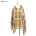 Unisex Spring and winter Christmas green cape loop yarn bristle check hooded cape_viptrois.com