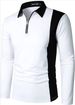 Men's Clothing Long Sleeve Color Block Fashion Matching Men's Lapel Long Sleeve Men's Polo Shirt Two Color Patchwork Fashion Menswear_viptrois.com