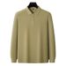 Auumn And Winer Ligh Business Hick Warm Brushed Men's Polo Long Sleeved Middle-Aged Solid Color Lapel Base 7F9_viptrois.com